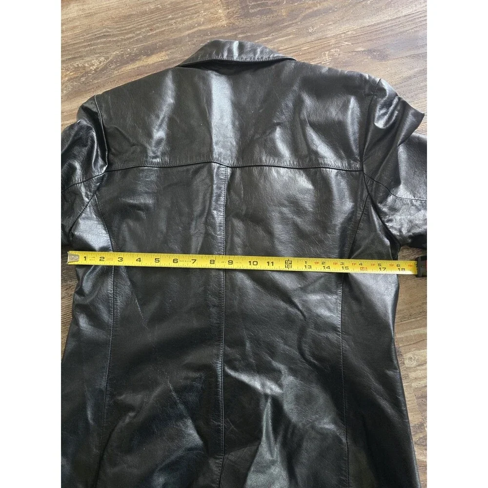 Danier Black Genuine Leather Blazer Jacket Women's Size 8-10 (M) Tailored Notch